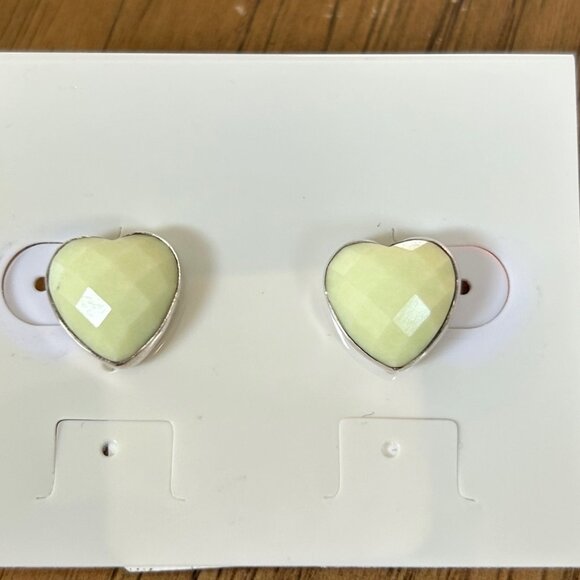 Jay King African Meadow Stone Sterling Silver Heart Stud Earrings NWT - Picture 2 of 5
